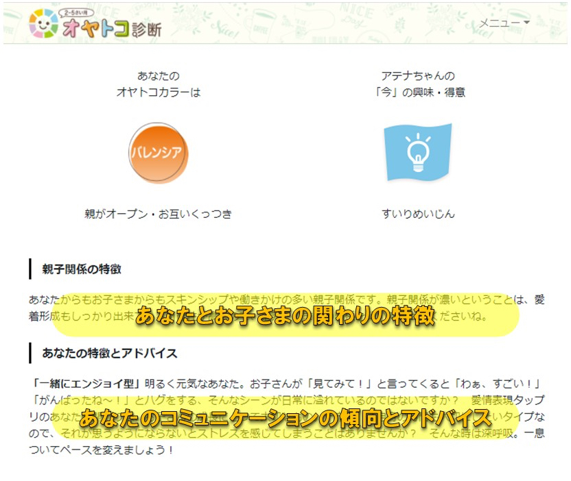 診断結果のサンプル